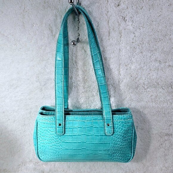 Nine West Aqua Croco Embossed Faux Leather Retro Mini Shoulder Bag - Picture 5 of 9